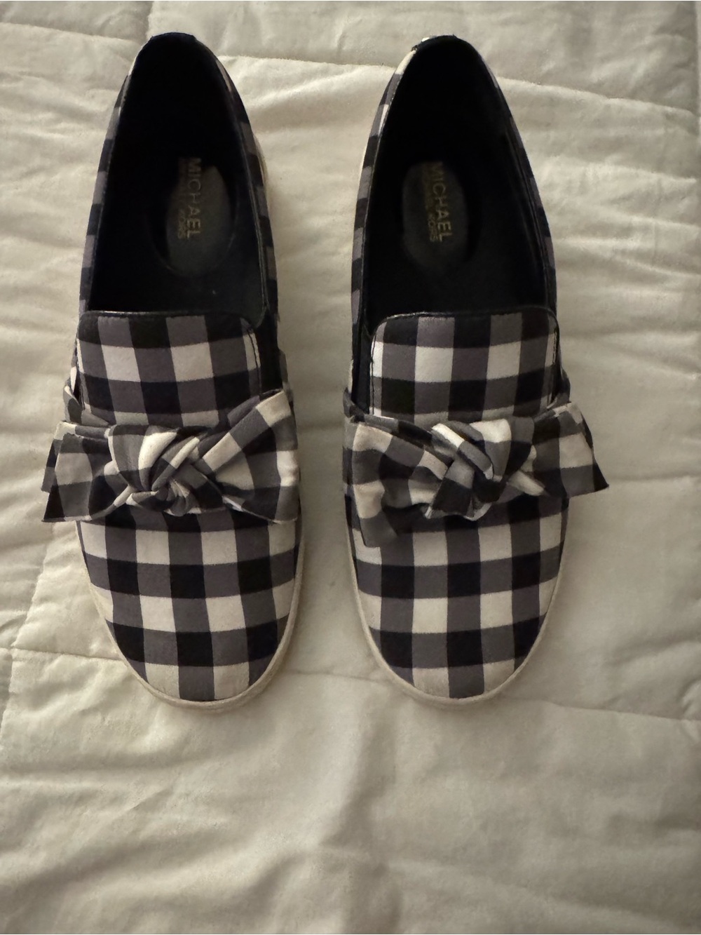 Michael Kors Black & White Plaid Women's Slip-On Sneakers